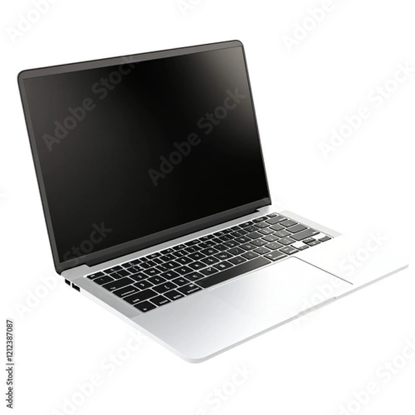 Obraz Modern Silver Laptop, Blank Screen, Mockup