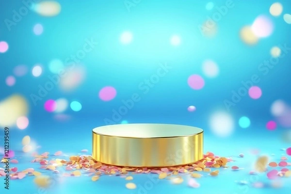 Obraz Elegant Golden Podium with Neon Accents