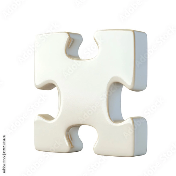 Fototapeta White Puzzle Piece, 3D Render, Solution, Teamwork