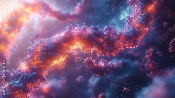 Fototapeta A high-detail, realistic rendering of CRISPR-Cas9 proteins interacting with DNA in a cell, with accurate molecular structures. 95