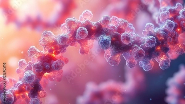 Fototapeta A highly detailed 3D illustration of a human genome, showing the intricate structure of chromosomes and genes. 201
