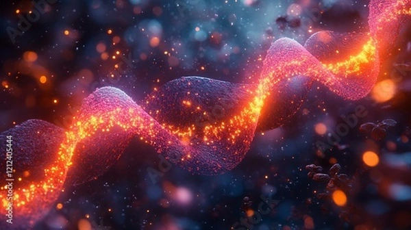 Fototapeta An abstract concept of genomics research, depicting data visualization of gene sequences being analyzed. 213