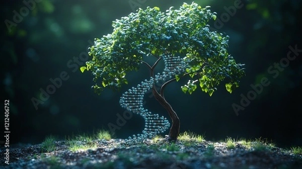 Fototapeta A representation of a genetic family tree, showing how genomics helps trace inherited traits and genetic diseases. 295