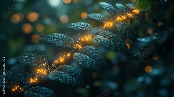 Fototapeta A conceptual image of bioinformatics enhancing environmental research, with genetic data being analyzed from ecosystems. 393