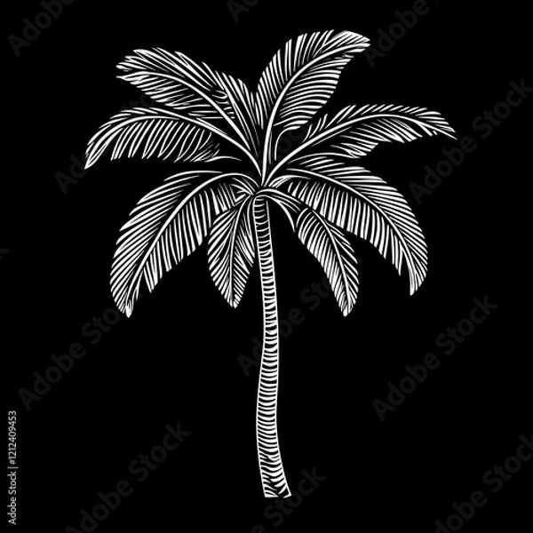 Obraz Elegant black and white palm tree graphic design for print or digital use