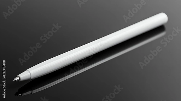 Fototapeta A single white pen on a basic, dark background