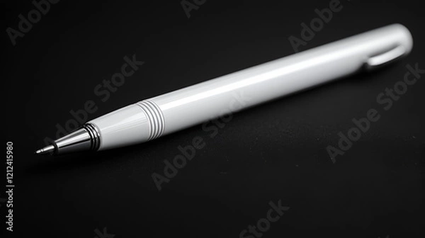 Fototapeta A single white pen on a basic, dark background