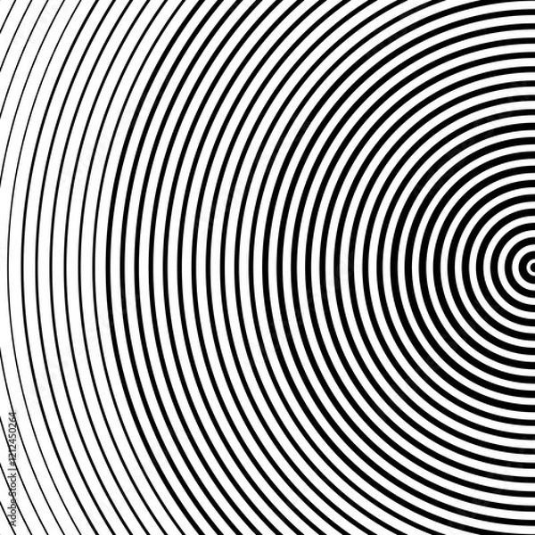 Obraz Abstract vector circle halftone black background. Gradient retro line pattern design. Universal template