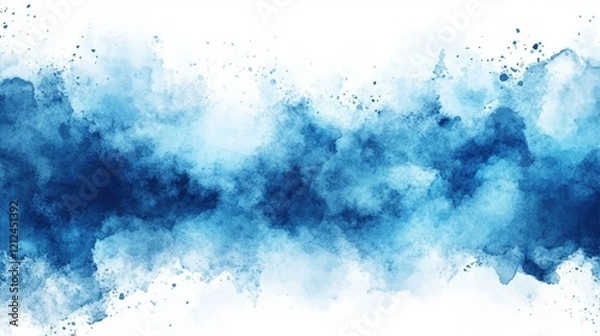 Fototapeta Abstract Blue Watercolor Background with Soft White Clouds for Creative and Artistic Designs, Perfect for Blogs and Websites