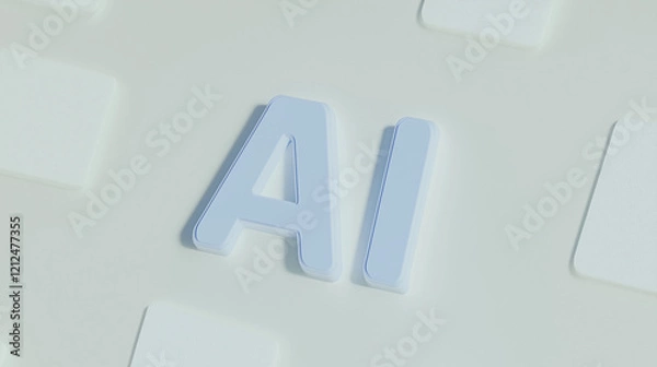 Fototapeta AI:  The abstract, minimalistic design of the word "AI" in a pale blue hue creates a sophisticated and intriguing symbol of artificial intelligence.