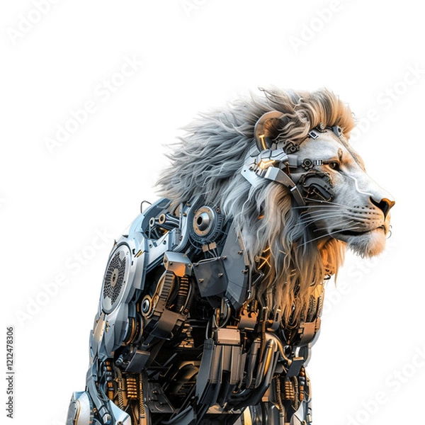 Fototapeta animals and pets Cat cow camel parrot lion isolated on transparent backgorpund