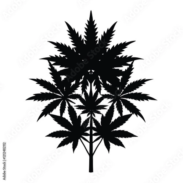 Fototapeta silhouette of a hemp bush