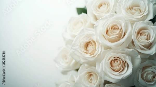 Obraz A stunning arrangement of pristine white roses, symbolizing purity and love, perfect for weddings, anniversaries, or any heartfelt occasion.
