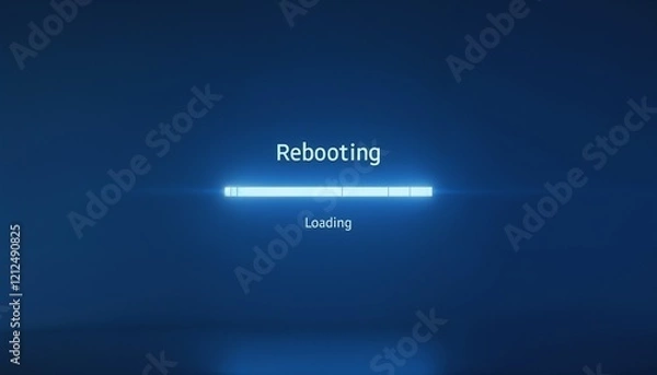 Obraz Reboot progress screen with loading bar and blue background symbolizes a fresh start