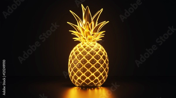 Obraz Beautiful 3d transparent texture pineapple fruit element
