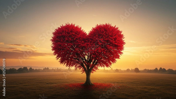 Fototapeta A tree shaped like a red heart