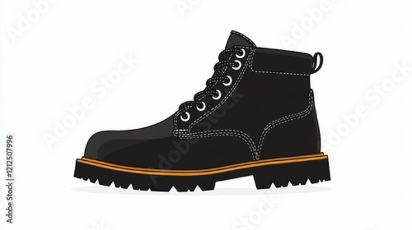 Obraz Boot Icon Wide Angle Centered Composition in Black for Graphic Design