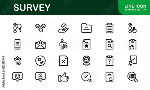 Fototapeta Premium Survey Icons. Clean, Editable Vectors for Data Collection, Market Research, Customer Feedback, and Polling Applications.