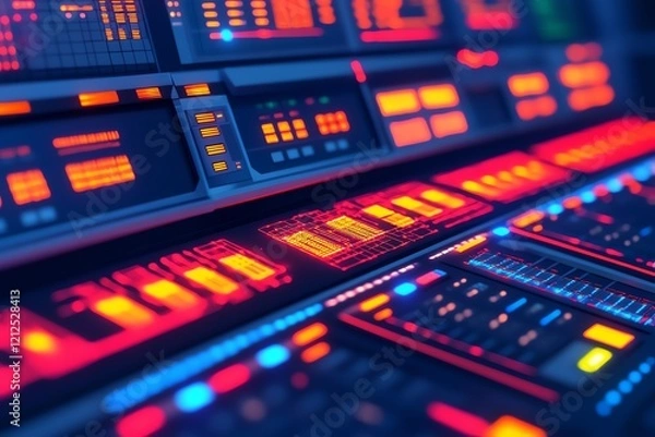 Fototapeta Futuristic digital control panel interface