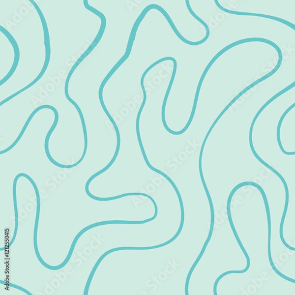 Fototapeta Seamless abstract pattern with squiggles and scribbles. Weaved curved lines. Chaotic ink scribbles decorative texture. Messy doodles, wavy and curly lines.