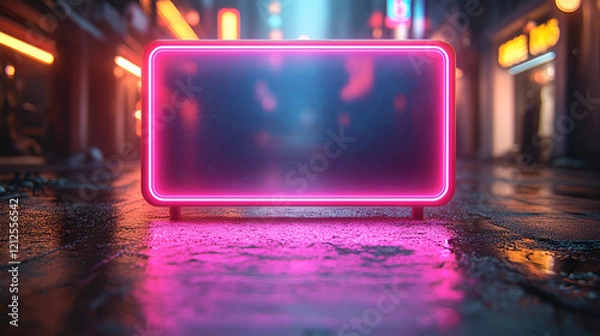 Fototapeta A futuristic holographic display that glows in cyan