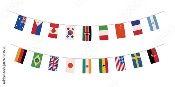 Obraz 手描きの万国旗のイラストセット