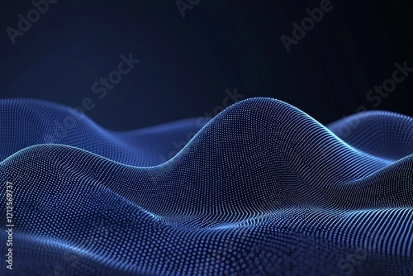 Obraz On a blue background, an abstract digital network connection structure is depicted, symbolizing stock and engineering technology. The artwork focuses on a global network of Big Data featuring a