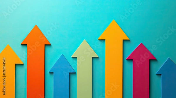 Fototapeta Minimalist business success concept with arrows pointing upwards