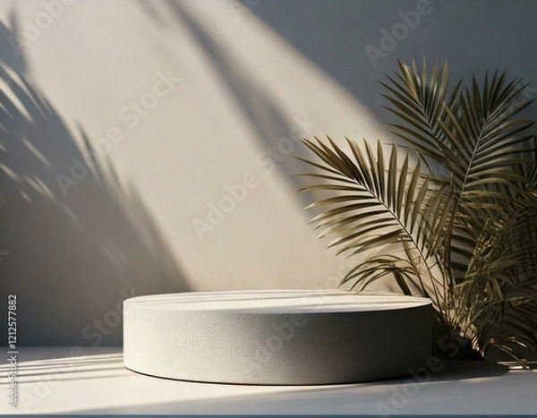 Fototapeta Unobtrusive botanical background with shadow on the wall
