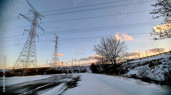 Fototapeta Power Lines to the Horizon
