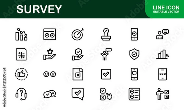 Fototapeta Premium Survey Icons. Clean, Editable Vectors for Data Collection, Market Research, Customer Feedback, and Polling Applications.
