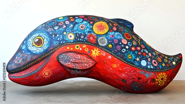 Obraz Colorful dolphin sculpture art gallery contemporary artwork indoor setting artistic perspective creativity and culture