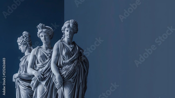 Fototapeta A minimalistic photo of the Three Graces Greek marble sculpture highlighting classical art and elegant simplicity