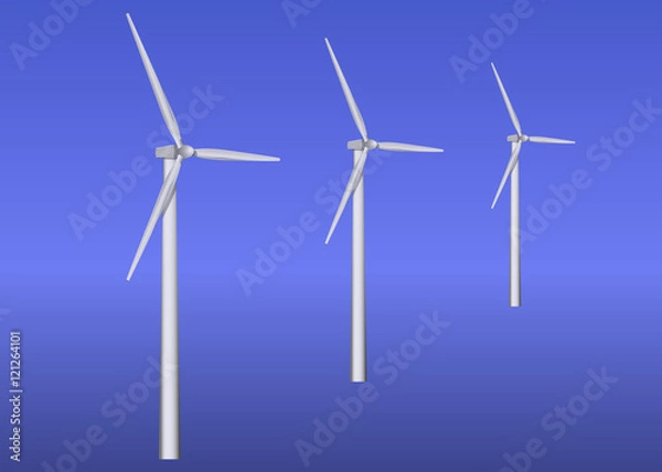 Fototapeta Three wind turbines