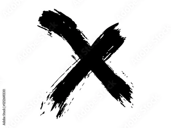 Obraz Vector style brush stroke of black grunge crossed mark symbol brush	