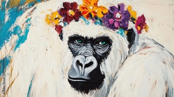 Fototapeta portrait funny white albino gorilla