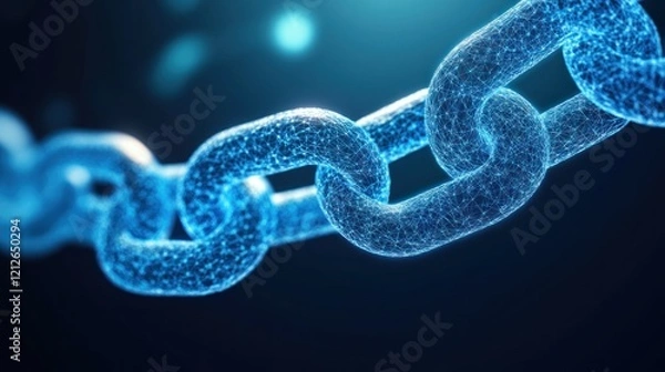 Fototapeta Abstract Blue Chain Links Network Digital Connection