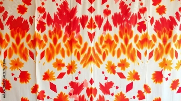 Obraz Vibrant Red and Orange Floral Textile: A Symmetrical, Modern Design