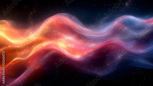 Fototapeta A Iridescent Hologram Texture And Chrome Foil wave  