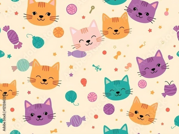 Fototapeta seamless background with cats