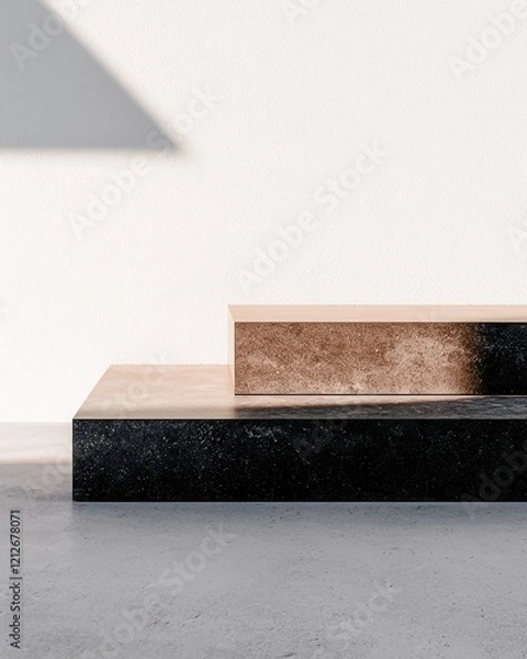 Fototapeta Minimalist Geometric Composition with Black and Bronze Elements