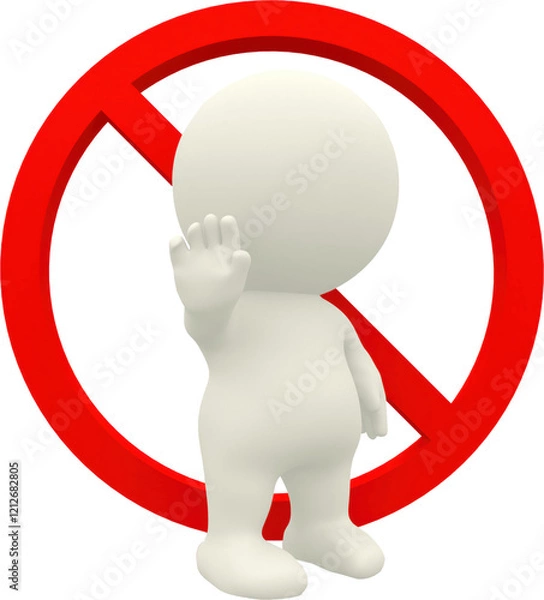 Fototapeta Round head 3D villain transparent background