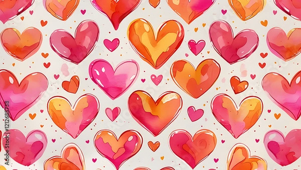 Fototapeta Seamless pattern with heart shape wishing card 