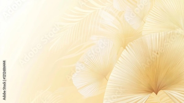 Fototapeta Abstract Beige Palm Leaf Fan Design Background