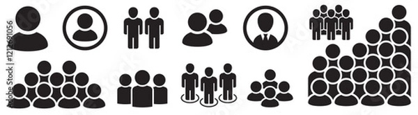 Obraz People icon set. User icons. Person sign. Group of people or group of users. Vector illustration
