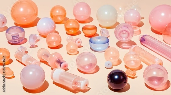 Obraz A minimalistic abstract layout of colorful balloons in a random but balanced arrangement on a clean neutral canvas