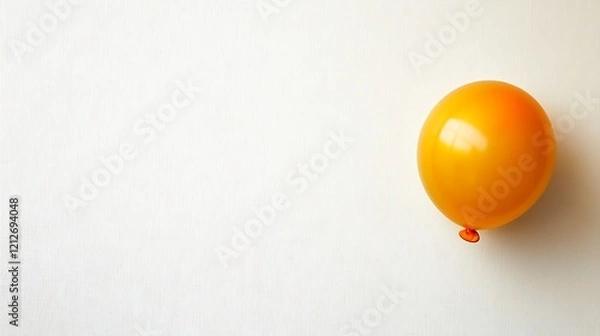 Fototapeta A clean composition of one yellow balloon isolated on a white background, creating a simple and modern look