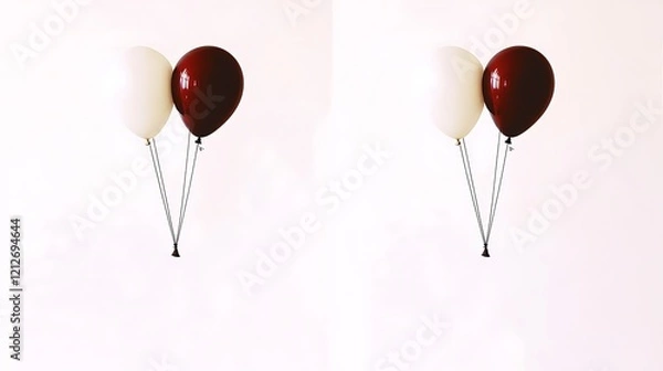 Fototapeta Black, white, and red balloons in a perfectly balanced symmetrical composition with soft, even lighting for a clean effect