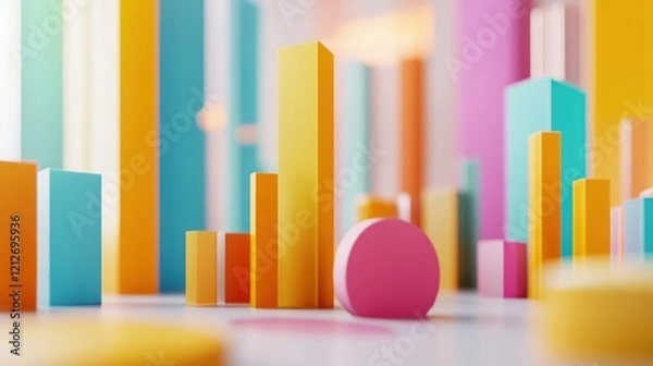 Fototapeta Abstract Colorful Geometric Shapes Cityscape Design