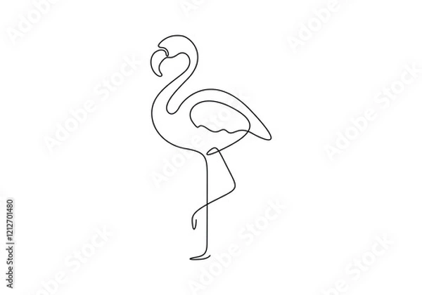 Fototapeta Flamingo vector illustration continuous one line drawing